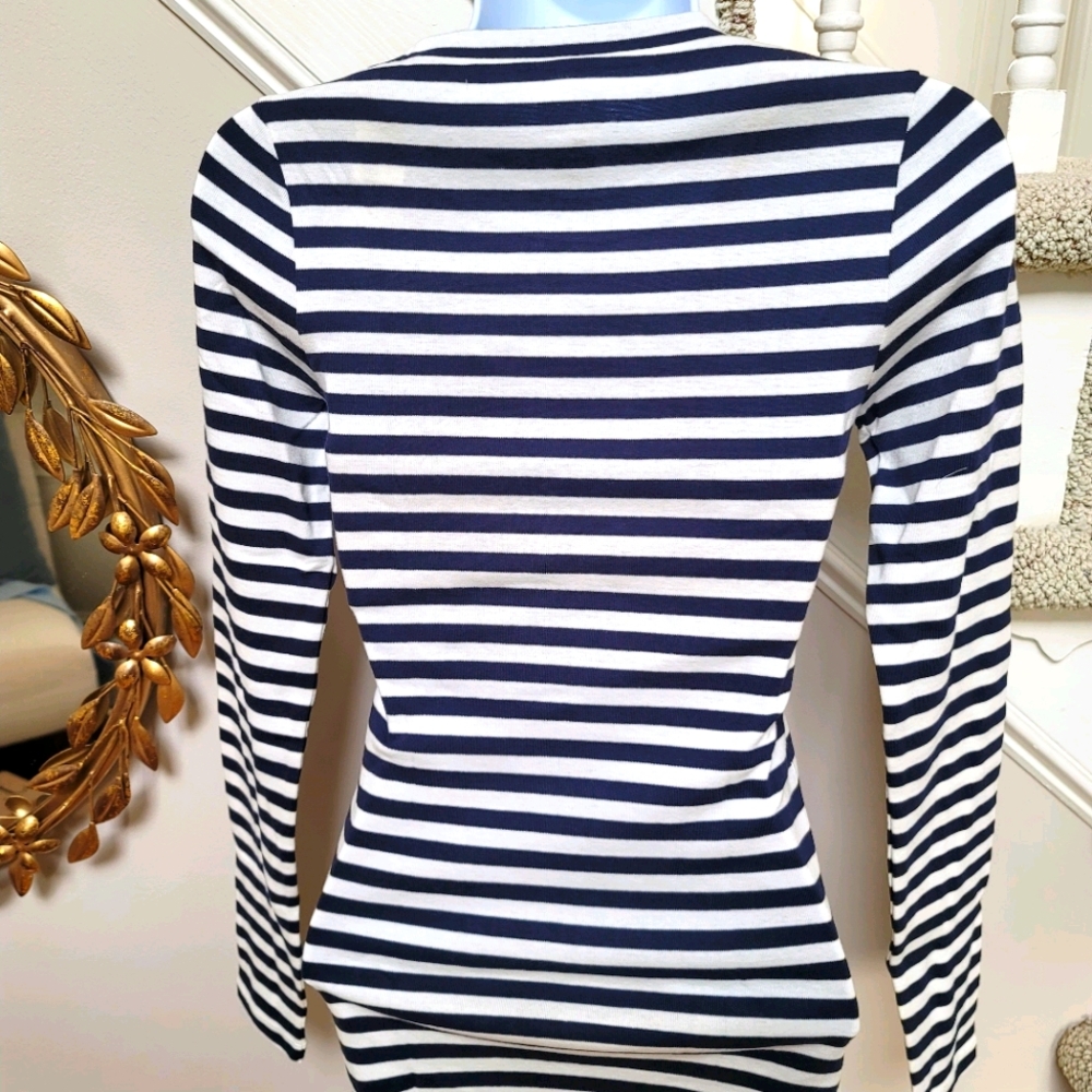 New! J Crew sz XS X-Small Slim Perfect Long-sleeve T-shirt Striped NWT - Picture 4 of 5